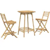 Syfax 3-tlg. Outdoor-Bar-Set Klappbar Bambus