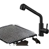 OEM Küchenarmatur, Ausziehbare Sprühkopf, Drehbares Design, 04001schwarz