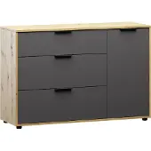 Nabbi Kommode mit Schubladen Neston 1D/3DR - grauer Graphit / Wotan-Eiche