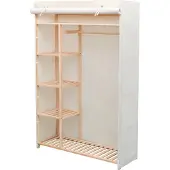 Syfax Schrank Stoff und Kiefernholz 110 x 40 x 170 cm