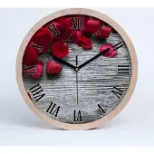 Tulup Holzuhr 20fi cm wanduhr - schwarze Spitzen - rote Rosen