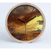 Tulup Holzuhr 30fi cm wanduhr - schwarze Spitzen - Sonnenaufgang