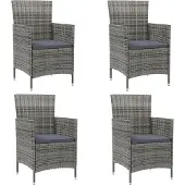 Syfax Gartenstühle mit Kissen 4 Stk. Poly Rattan Grau