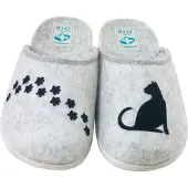 Adanex Damenhausschuhe DIANA 29250 hellgrau mit Katze