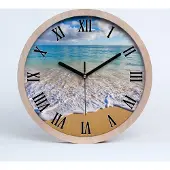 Tulup Holzuhr 25fi cm wanduhr - schwarze Spitzen - Hawaii-Strand
