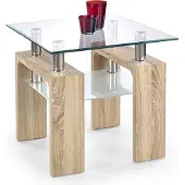 Halmar Glas Konferenztisch Diana h Quadrat - Dub-Sonoma / transparent / milchig