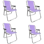 Linder Exclusiv GmbH Campingstuhl Anglersessel Gartenstuhl Sessel mit Armlehne violett 4er Set