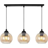 Light11 HOME Hängelampe Costa Schwarz 3-flg E27 Glas Kugel