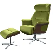 KAWOLA Sessel TOSAR Relaxsessel drehbar Velvet grün mit Hocker