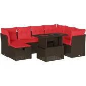 Syfax 8-teiliges Gartensofa-Set mit Kissen, braun, Polyrattan