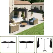 The Living Store Doppel-Sonnenschirm mit Stahlmast Schwarz 600x300 cm