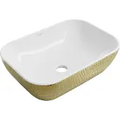 Mexen Rita Aufsatzwaschbecken 45 x 32 cm, weiß/goldenes Schuppenmuster - 21084554