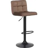 CLP Barhocker Feni Samt, höhenverstellbarer Thekenhocker mit Fußstütze, Lehne und Metallgestell, bis 150 kg belastbar, Farbe: braun