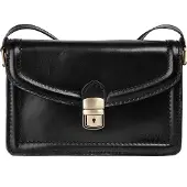 Bagan Umhängetasche "Damen echt Leder, Made in Italy", Damen, Gr. B/H/T: 21cm x 13cm x 5cm onesize, schwarz, Leder, beschichtet, glänzend, Taschen Umhängetasche, echt Leder, Made in Italy