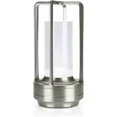MMOBIEL Kabellose LED-Tischlampe aus Glas – Metalllampe mit Touch-Steuerung – Silber