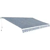 The Living Store Gelenkarmmarkise 500 cm Blau/Weiß