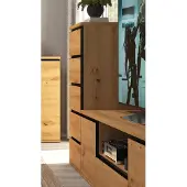 Feldmann-Wohnen Schubladenkommode Naxos Kommode 40x40x106cm artisan eiche schwarz matt