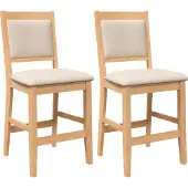 Syfax Barhocker mit Kissen 2 Stk. Natur Massivholz Gummibaum