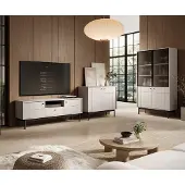 Lomadox Wohnzimmer Set inkl. Vitrinenschrank in Beige JANTAR-160, 3-teilig