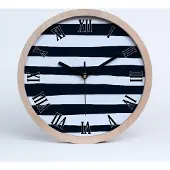 Tulup Holzuhr 20fi cm wanduhr - schwarze Spitzen - gestreifter Hintergrund