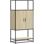 Syfax Highboard Sonoma-Eiche 68x35x139 cm Holzwerkstoff und Metall
