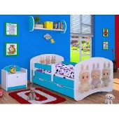 BDW , Kinderbett mit Matratze, Lattenrost, Schublade, LABU, Blau, 180x90