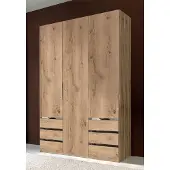 Wimex Kleiderschrank Level Drehtürenschrank 150x58x236cm plankeneiche 3-türig
