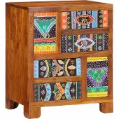 Syfax Sideboard Mehrfarbig 50x35x60 cm Massivholz Akazie