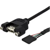 StarTech.com .com 30cm USB 2.0 Blendenmontage Kabel - USA A auf Mainboard Pfostenstecker Buchse - Bu/Bu, 0,3 m, USB A, Weiblich/Weiblich, Schwarz