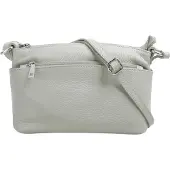 Cluty Umhängetasche "Damen echt Leder, Made in Italy", Damen, Gr. B/H/T: 27cm x 15cm x 6cm onesize, grau, Leder, unifarben, Taschen Umhängetasche, echt Leder, Made in Italy