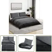 The Living Store Bettwäsche-Set Dunkelgrau 200x200 cm Baumwolle