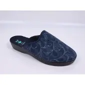 Adanex Damen Hausschuhe organic 29833 blau mit Blattmotiv, geschlossene Spitze
