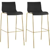 CLP Barhocker 2er Set Hover aus Kunststoff Gold mit Vierfußgestell, 75 cm Sitzhöhe