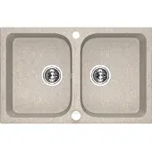 Laveo BADLAND Spülbecken Granitspüle Doppelbecken Celia 48x76 Beige | Siphon im SET!