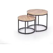 Halmar Runden Konferenztisch (2 Stck) Oreos - Eiche Sanremo / Schwarz