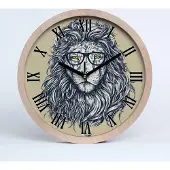 Tulup Holzuhr 20fi cm wanduhr - schwarze Spitzen - Löwe hipster