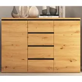 Feldmann-Wohnen Kommode Naxos Sideboard 121x40x86cm artisan eiche schwarz matt