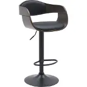 CLP Barhocker mit Lehne Kingston, Barstuhl gepolstert mit Kunstleder oder Stoffbezug, Tresenstuhl höhenverstellbar Metallgestell schwarz, Farbe: schwarz/grau, Material: Kunstleder
