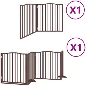 Syfax 6-tlg. Hundetor mit Tür Faltbar Braun 480 cm Pappelholz