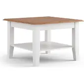 Lomadox Couchtisch, Massivholz in weiß mit Eiche Optik BORMIO-163