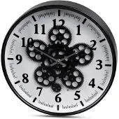 Formano Moderne Wanduhr mit Beweglichen Zahnrädern 36 cm Metall Clock