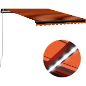 Syfax Markise Manuell Einziehbar LED 350x250 cm Orange & Braun