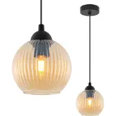 Light11 HOME Riffle Schwarze Hängelampe 1 Flacher Honigschirm Kugel E27