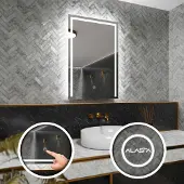 Alasta Rechteckiger LED-Spiegel 50x100 cm für Badezimmer, Schlafzimmer und Wohnzimmer