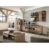 Lomadox Wohnzimmer Set Wohnwand inkl. Couchtisch BURNHAM-36 in Eiche Nb. mit graphit