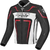 Arlen Ness Motegi Motorrad Lederjacke, schwarz/weiß/rot, 48