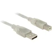 DeLOCK 83895, 3 m, USB A, USB B, USB 2.0, Männlich/Männlich, Transparent