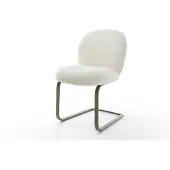 DELIFE Freischwinger Nube-Flex Bouclé Weiß Freischwinger flach Effektfinish Titan Taschenfederkern