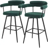 ML-Design BARHOCKER 2er Set drehbar Dunkelgrün mit Teddy-Stoff 76 cm hoch