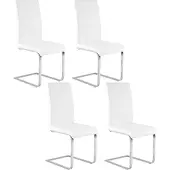 Woltu Esszimmerstühle 4er Set, Polsterstuhl, Kunstleder, Weiß